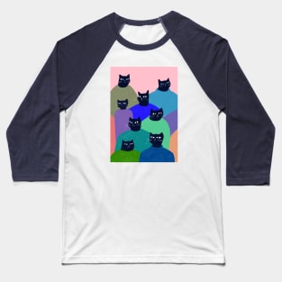 Cat squad with colorful sweaters Baseball T-Shirt